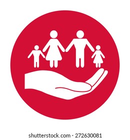 Hands holding a symbol of family. Family protect icon.