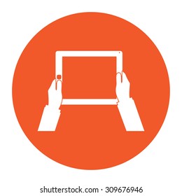 Hands Holding Tablet Computer Blank Screen Stock Vector (Royalty Free ...