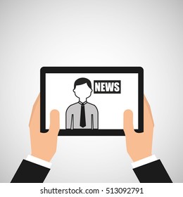 hands holding tablet journalist news vector illustration eps 10