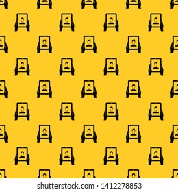 Hands holding a tablet with photo pattern seamless vector repeat geometric yellow for any design