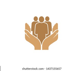 Hands Holding Three People Person Logo Design Vector Symbol Illustration