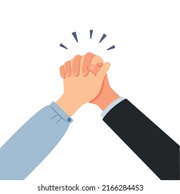 Hands holding together, Two hands holding each other strongly.