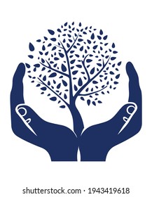 Hands holding a tree showing about nature