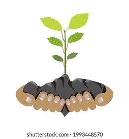 Hands holding tree. World environment day concept, illustration.
