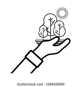 hands holding trees