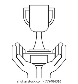 hands holding trophy award cup