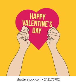 Hands holding Valentine's heart, vector format