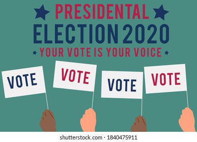 Hands holding vote sign. Vote concept.  Election. Flat vector illustration. 