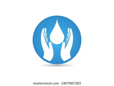 Hands holding water drop icon,Water conservation, Save water Vector Icon	