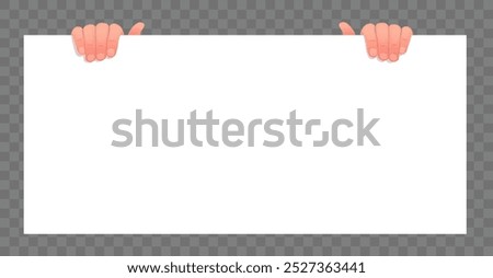 hands holding a white poster on a transparent background