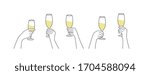 Hands holding wine glasses. Hand drawn vector illustration.