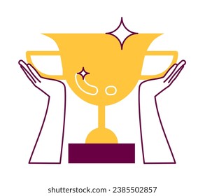 Hands holding the winners trophy