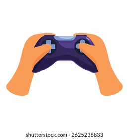 Hands holding a wireless gamepad, playing a video game