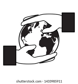 hands holding world eco friendly environment vector illustration