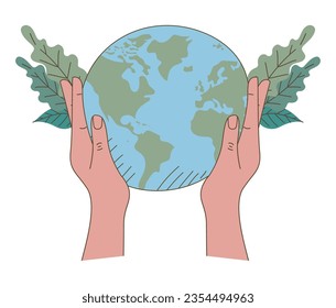 las manos que sostienen el mundo sobre blanco