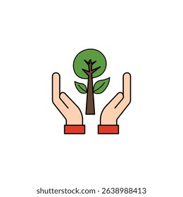 Hands holding a young tree