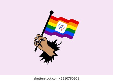 Hands Holdings Gay Pride Flags LGBT rainbow logo design icon vector suistable Pride Day and Month symbolism