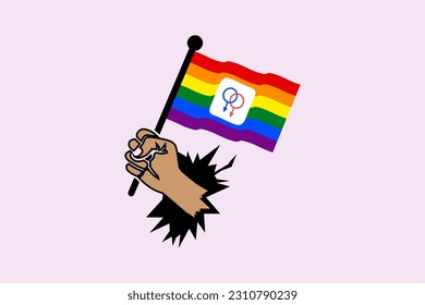 Hands Holdings lesbian Pride Flags LGBT rainbow logo design icon vector suistable Pride Day and Month symbolism