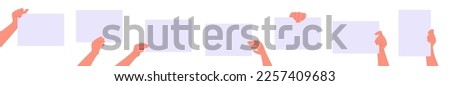Hands holds a blank piece of paper collection vector illustration