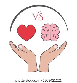 Hands holds heart and brain. Balance of mind and feelings concept. Flat vector illustration - Powered by Shutterstock - Get 15% off with code: PIKWIZARD15