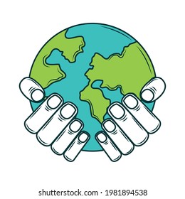 hands holds world isolated design