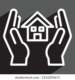 hands holidng house, protective hands, vector illustration