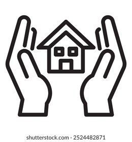 hands holidng house, protective hands, vector illustration