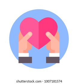 Icono Del Corazón De Manos Hols En Fondo Azul Isolación Vector Ilustración
