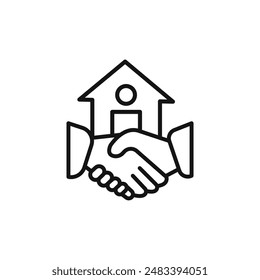 hands home deal icon logo sign vector outline