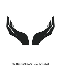 Hands hope black color silhouette on white.