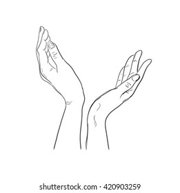 hands of hope, design element, sketch, vector illustration