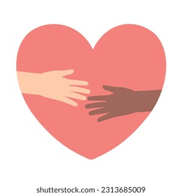 Hands hug heart shape peace concept vector illustration