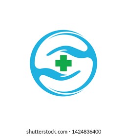Hands hug in hospital icon design, healthcare and medical logo symbol vector