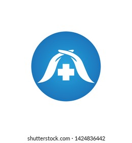 Hands hug in hospital icon design, healthcare and medical logo symbol vector