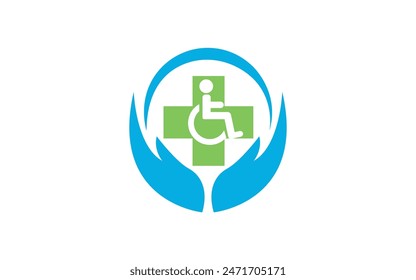 Hands hug in hospital icon design, healthcare and medical logo symbol vector