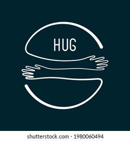 Hands hugged yourself circle shape simple illustration