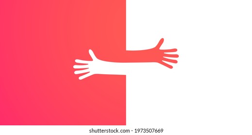 Hands hugged yourself simple illustration