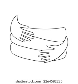 Hands hugging. Embrace yourself arms. Self care and love concept. Support and acceptance sign. Simple line drawing vector illustration.