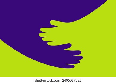 Hands in a hugging gesture, symbolizing love, care, and assistance. Great for use in humanitarian aid and support organization materials