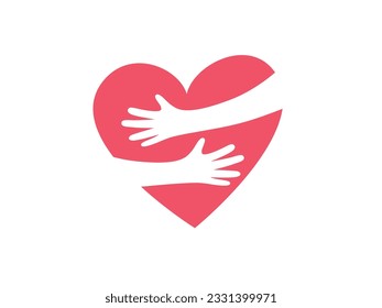 hands hugging heart, Empathy, heart, love, charity, support concept