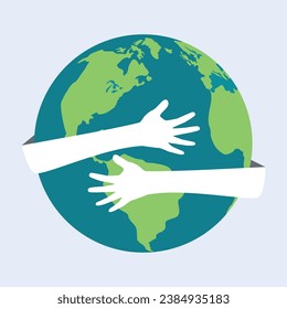 hands hugging and taking care of planet earth