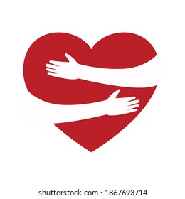 hands huging heart love isolated icon vector illustration design