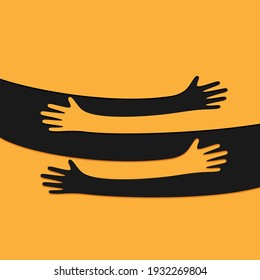 Hands hugs abstract simple vector illustration