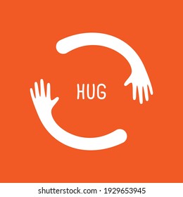 Hands hugs in circle shape vector illustration