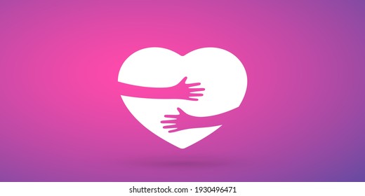 Hands hugs heart shape vector illustration