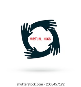 Hands hugs over white illustration