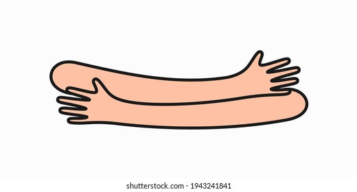 Hands hugs simple vector illustration