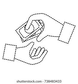 hands human with bill money isolated icon