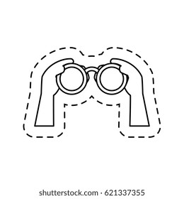 hands human with binoculars view isolated icon