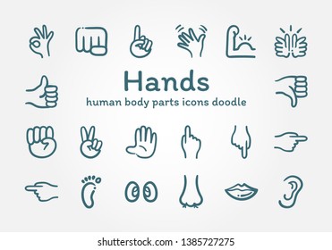 Hands Human Body Parts Icons Doodle